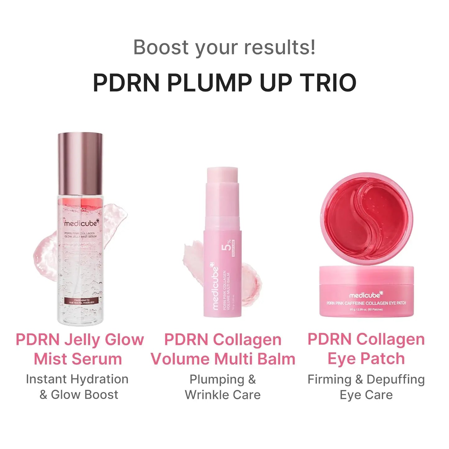 Medicube PDRN Pink Collagen Volume Multi Balm Stick | Volufiline, PDRN, NAD, Collagen | Face & Body Balm for Under-Eyes, Neck