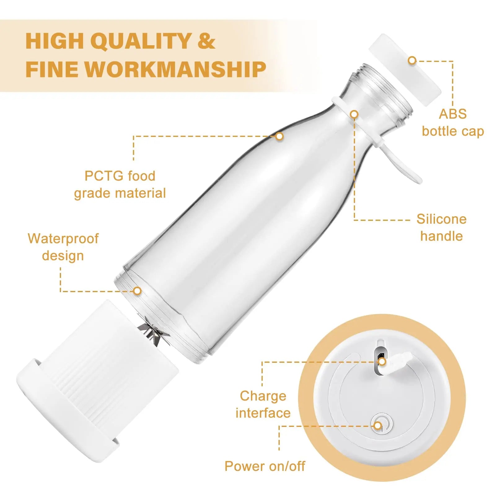 Mini Electric Juicer Cup 420Ml Portable Juicer Mixer Usb 6 Blade Blender Espremedor De Laranja Fresh Fruit Juice Blender