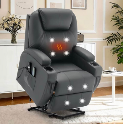 Massage, Heating Recliner Electric Lift, cupholder and side pocket