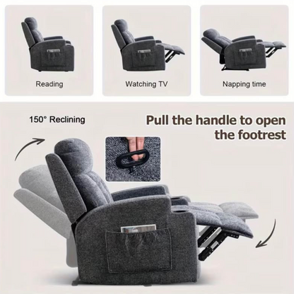 Massage, Heating Recliner Electric Lift, cupholder and side pocket