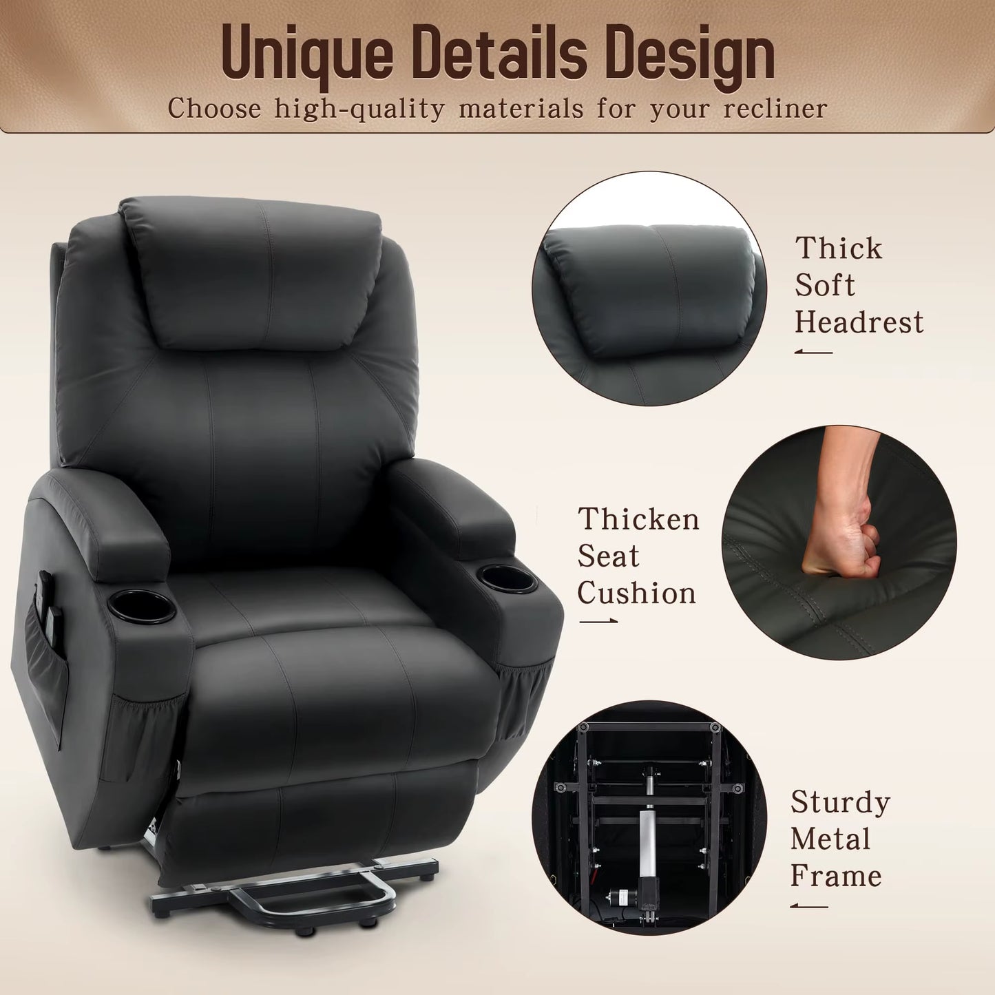 US Warehouse Electric Home Theater Recliner Sofa Chair Recliner Seat Cinema Sofa with Massage Function