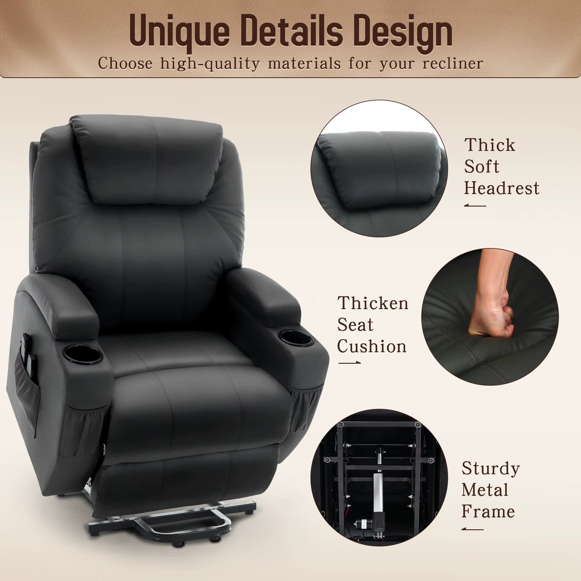 US Warehouse Electric Home Theater Recliner Sofa Chair Recliner Seat Cinema Sofa with Massage Function